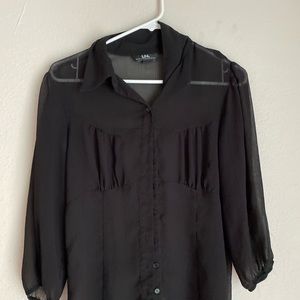 Black See Through Business Blouse